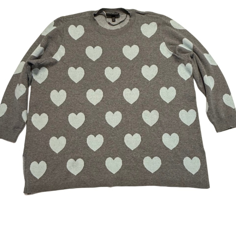 Lane Bryant Sweater Blue Grey Plus Size 26/28 Hearts Valentines Day